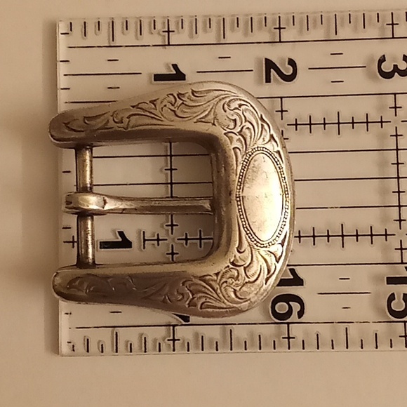 VINTAGE Sterling Silver Engraved  Belt Buckle PD - Picture 5 of 7